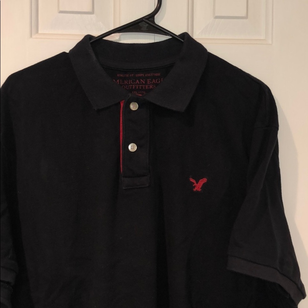 Men’s American Eagle Black & Red Short Sleeve Polo